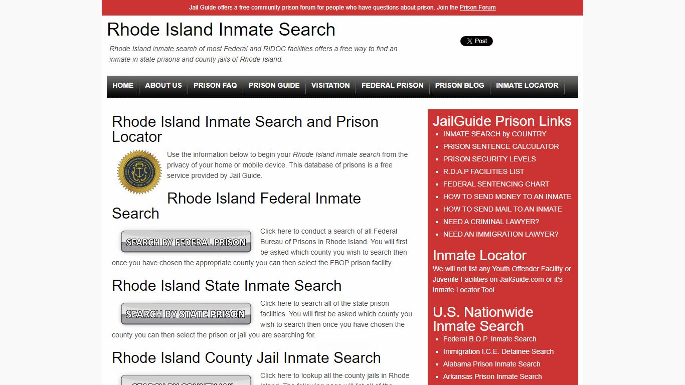Rhode Island Inmate Search and Prison Lookup | Find Inmates in RI